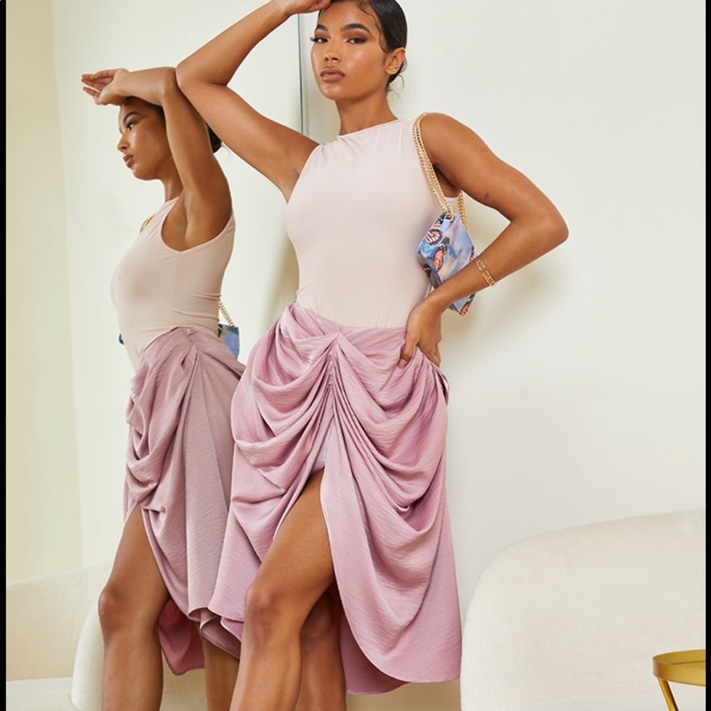 Mink Draped Woven Mini Skirt💗